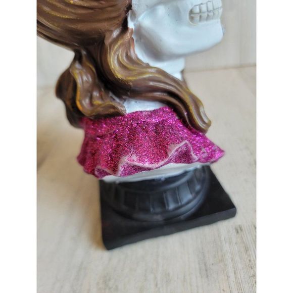 Cinco de Mayo skeleton woman bust animated head Rose Halloween prop - Picture 9 of 12